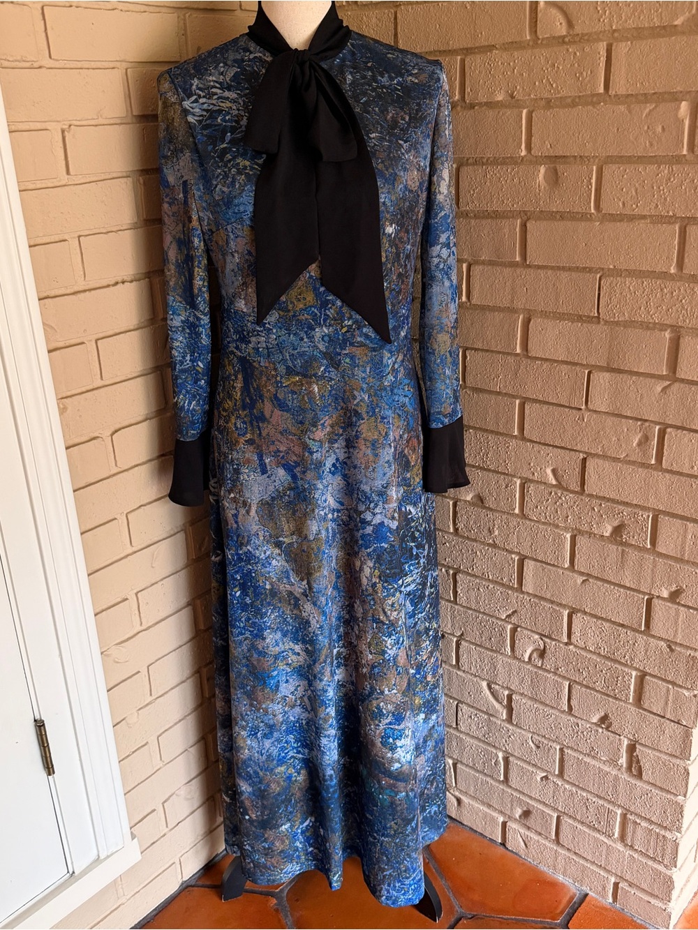 Anthropologie Mignon Doo Abstract Maxi Dress Dark Whimsygoth Modest Artsy Sz M